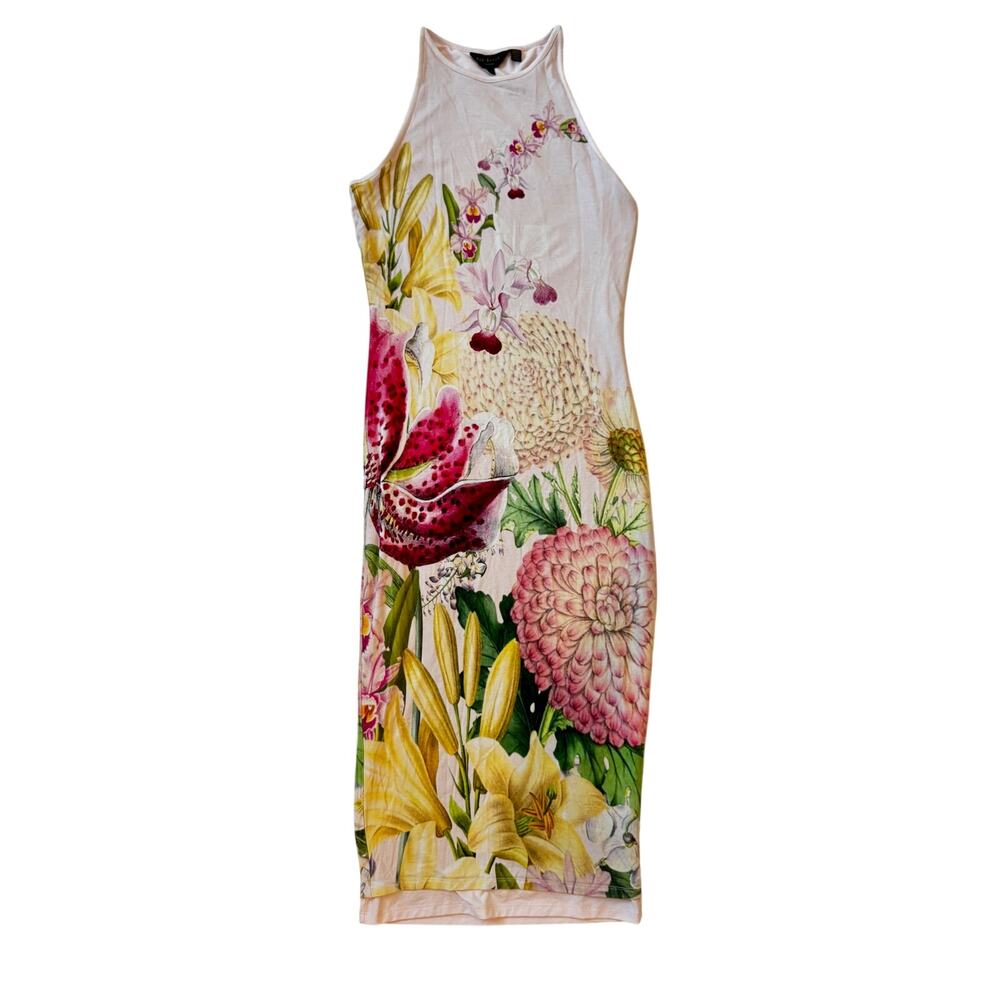 Ted Baker Julee Encyclopedia Floral Midi Dress 2 Pink Botanical Garden Party - Picture 8 of 15